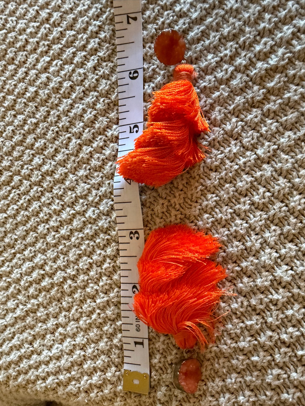 Vibrant Orange Tassel Drop Earrings - Statement Fringe